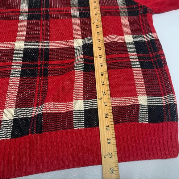 Chaps Red‎ Plaid Crew Neck Sweater Men Large  Grandpa Preppy Casual Holiday Work - Picture 10 of 10